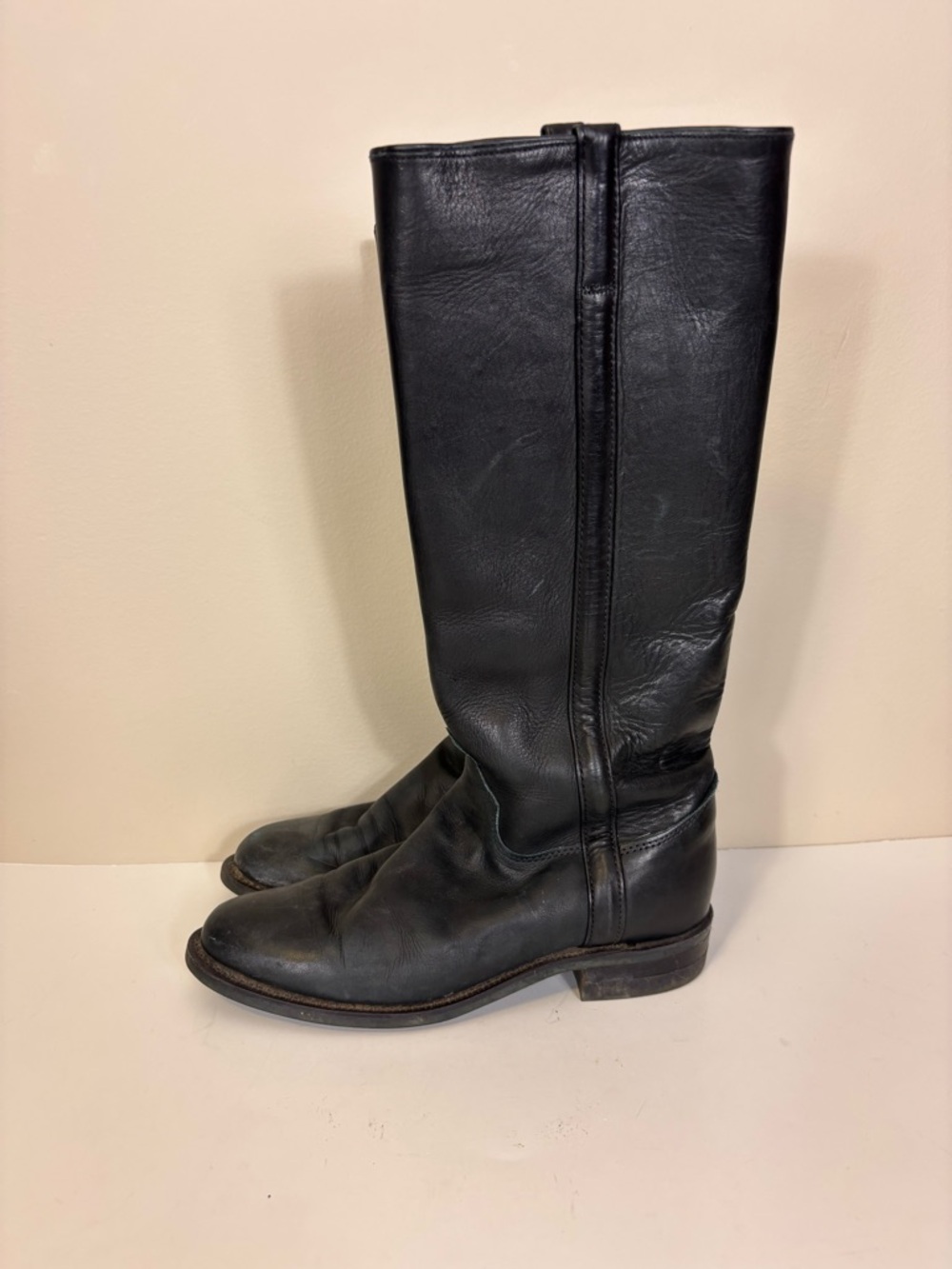 Justin Boots Black Leather Tall Riding Boots Women’s 6.5‎